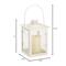 8" Large White Square Candle Lantern with Leaves